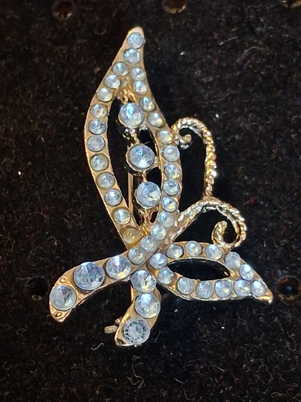Silvertone Butterfly Brooch with Blue Crystals - Elegant Women’s Jewelry